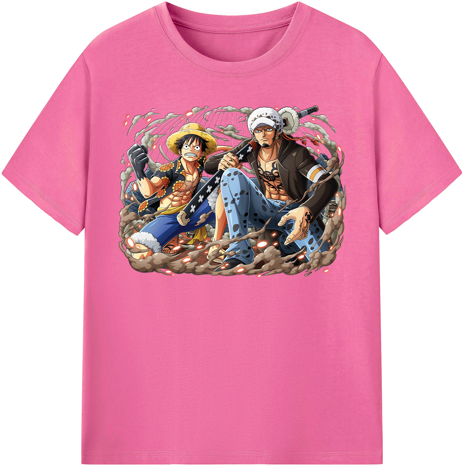 ワンピース モンキー・D・ルフィ ONE PIECE Monkey D. Luffy レディースカジュアルプリントTシャツ（綿100％）